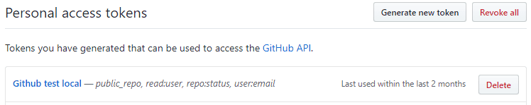 Personal access tokens